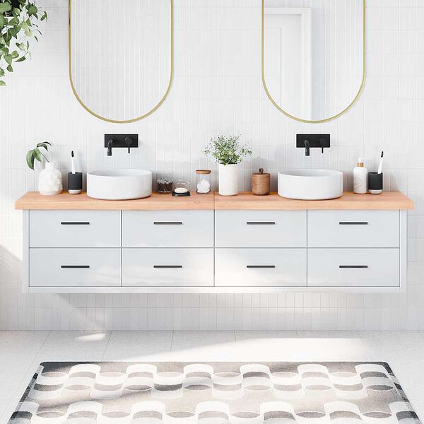 vidaXL Encimera ba&ntilde;o madera maciza tratada marr&oacute;n claro 220x40x(2-6)cm