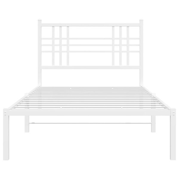 vidaXL Estructura cama sin colch&oacute;n con cabecero metal blanco 107x203cm