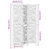 vidaXL Biombo separador de 3 paneles madera maciza Paulownia negro