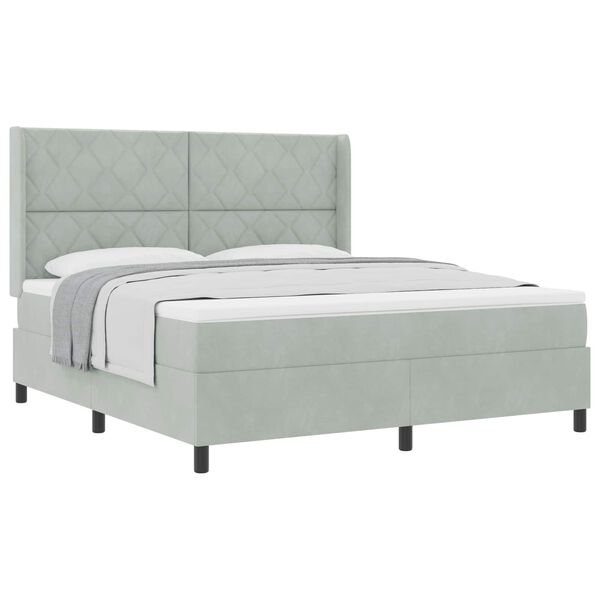 vidaXL Cama tipo Box Spring Gris Claro 180 x 200 cm Terciopelo