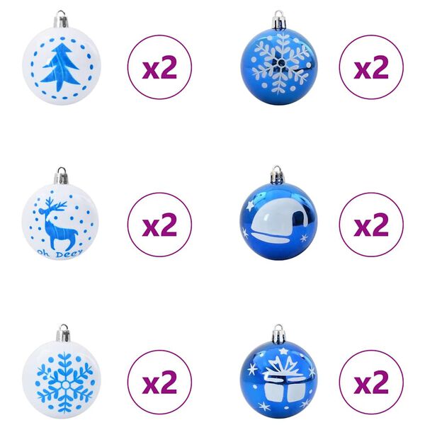 vidaXL Juego de Esferas de Navidad 40 pcs Azul y Pl&aacute;stico