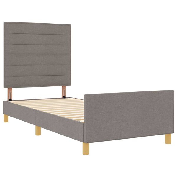 vidaXL Estructura de cama con cabecera Taup&eacute; 90 x 200 cm tela