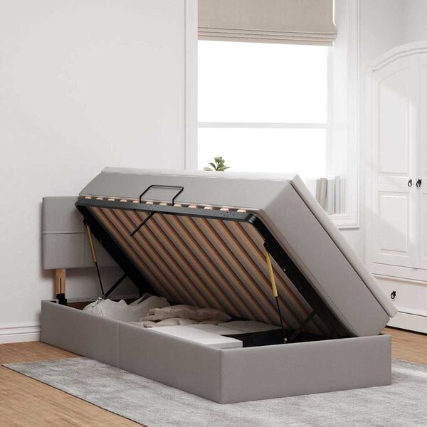 vidaXL Cama con almacenamiento y colch&oacute;n con colch&oacute;n Taup&eacute; 90 x 200 cm