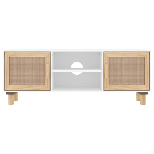 vidaXL Mueble para TV madera maciza pino y ratán natural 105x30x40 cm