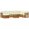 vidaXL Conjunto de sof&aacute;s de exterior con coj&iacute;n 7 pcs Natural y Crema