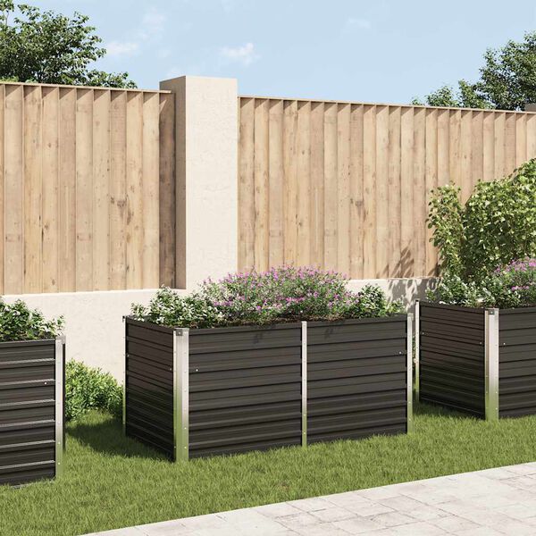 vidaXL Jardinera elevada acero galvanizado gris antracita 160x80x77cm