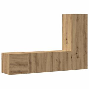 vidaXL Muebles de TV de pared 3 uds madera ingenier&iacute;a roble artesanal