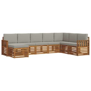 vidaXL Conjunto de Sof&aacute; Seccional con coj&iacute;n 8 pcs Gris Natural y Claro
