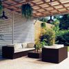 vidaXL Set muebles de jard&iacute;n 6 piezas y cojines rat&aacute;n sint&eacute;tico marr&oacute;n