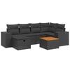vidaXL Set de comedor de jard&iacute;n 7 pzas y cojines rat&aacute;n sint&eacute;tico negro