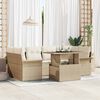 vidaXL Conjunto de sof&aacute; de jard&iacute;n 7 pcs Beige Rattan de Poli&eacute;ster