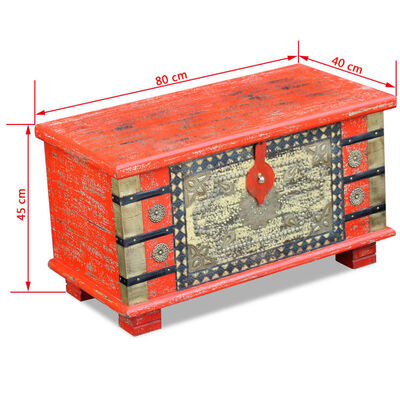 vidaXL Baúl de almacenamiento madera de mango rojo 80x40x45 cm