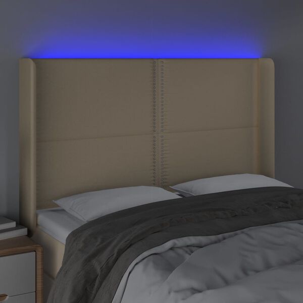 vidaXL Cabecero con LED de tela color crema 147x16x118/128 cm