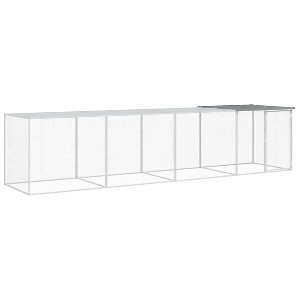 vidaXL Gallinero con techo acero galvanizado gris claro 403x98x90 cm