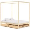 vidaXL Cama con dosel 4 cajones madera maciza pino 140x200 cm