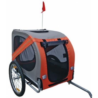 vidaXL Remolque de bicicleta para perros naranja