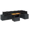 vidaXL Set de comedor de jard&iacute;n 7 pzas y cojines rat&aacute;n sint&eacute;tico negro