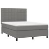 vidaXL Cama box spring con colch&oacute;n tela gris oscuro 140x200 cm