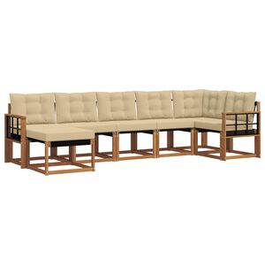 vidaXL Conjunto de sof&aacute;s de exterior con coj&iacute;n 7 pcs Natural y Beige