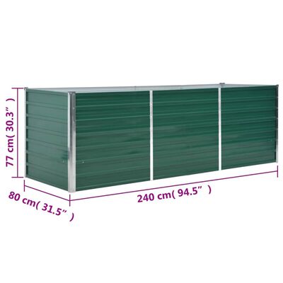 vidaXL Arriate de jardín de acero galvanizado verde 240x80x77 cm