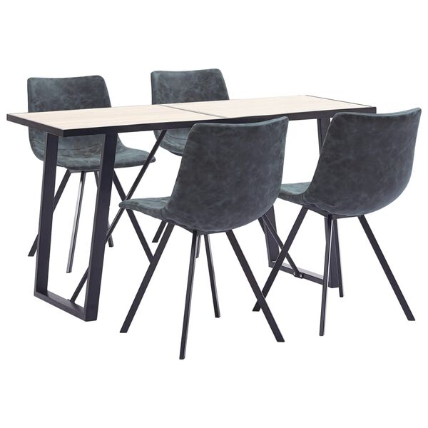vidaXL Juego de comedor 5 piezas cuero sint&eacute;tico negro