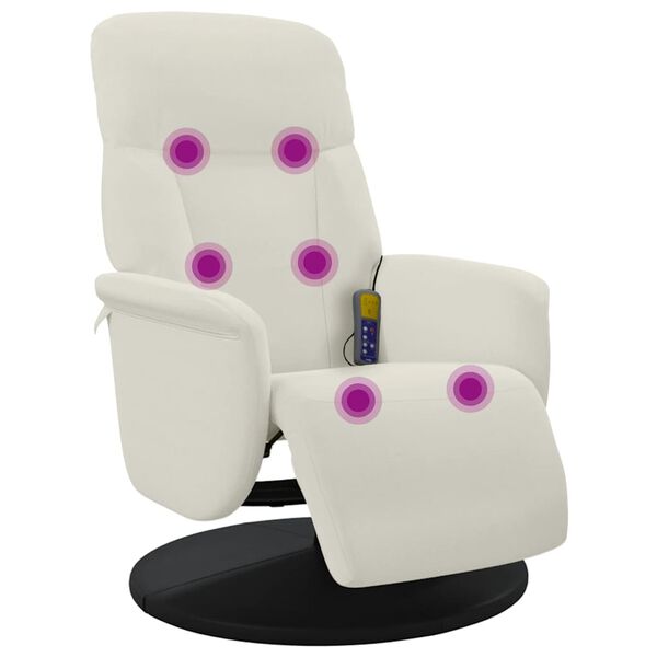 vidaXL Sill&oacute;n reclinable masaje con reposapi&eacute;s terciopelo color crema
