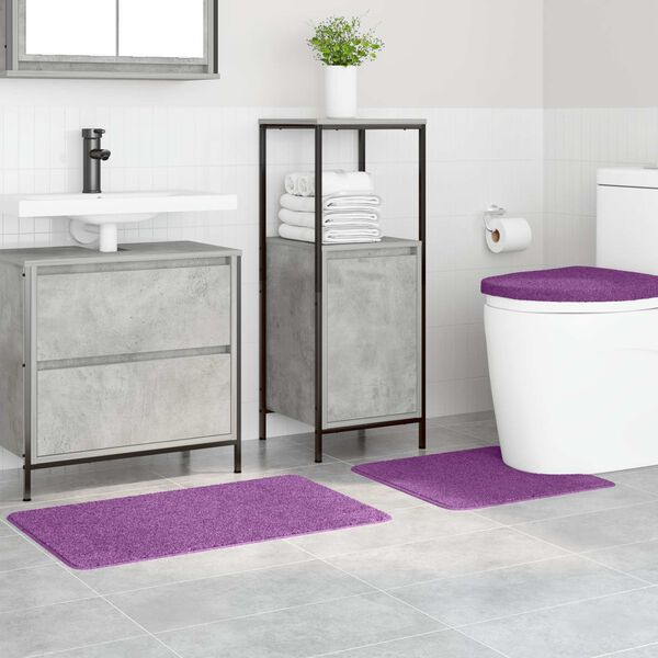 vidaXL Conjunto de alfombra de ba&ntilde;o antideslizante 3 pcs Morado PP