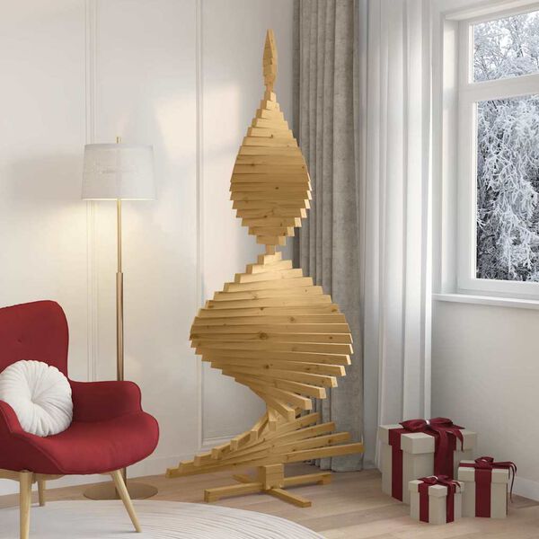 vidaXL &Aacute;rboles de Navidad Marr&oacute;n 210 cm Madera maciza de pino