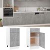 vidaXL Armario inferior cajón madera ingeniería gris hormigón 40x46x81,5 cm