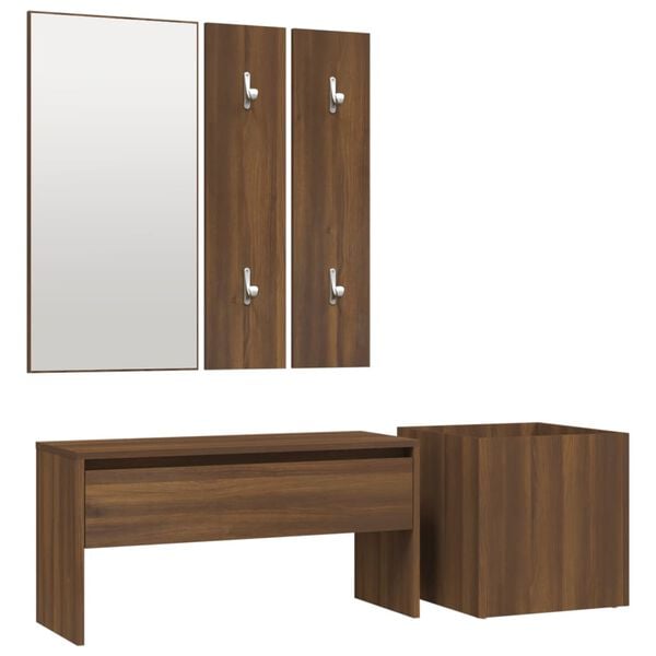 vidaXL Set de muebles de recibidor madera contrachapada roble marr&oacute;n