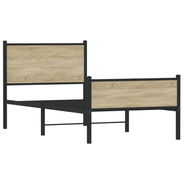 vidaXL Estructura de cama sin colchón metal roble Sonoma 107x203 cm