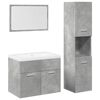 vidaXL Juego muebles de ba&ntilde;o 4 pzas madera contrachapada gris hormig&oacute;n