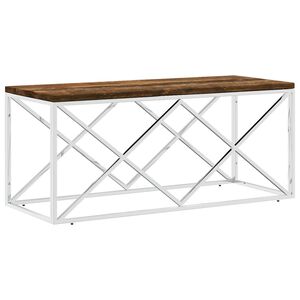 vidaXL Mesa de centro acero inoxidable y madera maciza reciclada