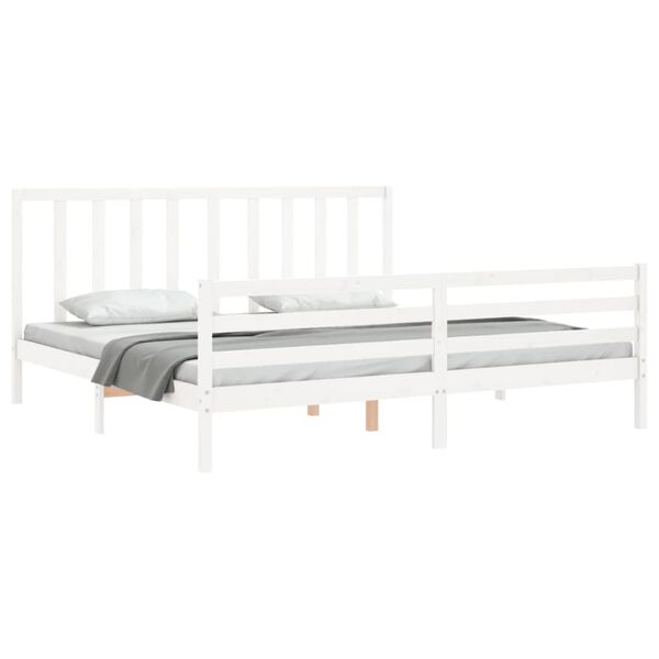 vidaXL Estructura de cama sin colch&oacute;n madera maciza blanca 200x200 cm