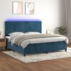 vidaXL Cama box spring colch&oacute;n y LED terciopelo azul oscuro 200x200 cm