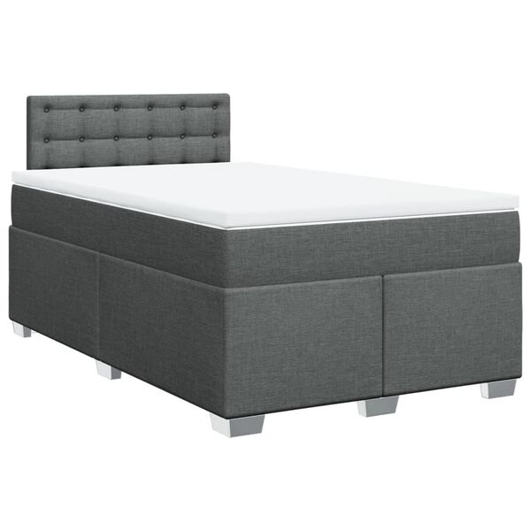 vidaXL Cama box spring con colch&oacute;n tela gris oscuro 120x200 cm