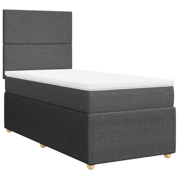 vidaXL Cama box spring con colch&oacute;n tela gris oscuro 90x190 cm