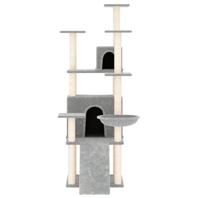 vidaXL Rascador para gatos con postes de sisal gris claro 154 cm