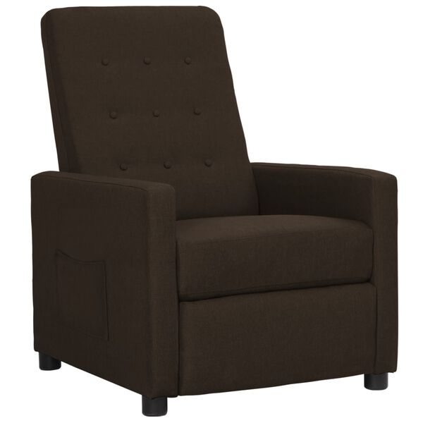 vidaXL Sill&oacute;n reclinable de tela marr&oacute;n oscuro