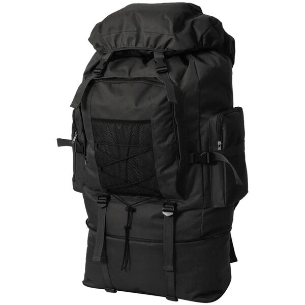 vidaXL Mochila estilo ejército XXL negro 100 l