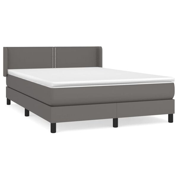 vidaXL Cama box spring con colch&oacute;n cuero sint&eacute;tico gris 140x190 cm