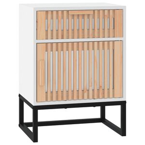 vidaXL Mesita noche madera y hierro contrachapada blanco 40x30x55,5 cm
