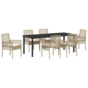 vidaXL Conjunto de Comedor de Jard&iacute;n 7 pcs Beige rat&aacute;n sint&eacute;tico