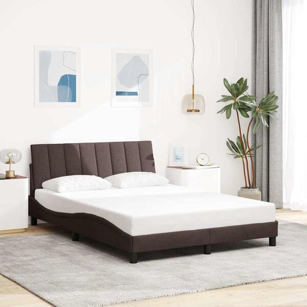 vidaXL Estructura de cama sin colch&oacute;n Hanko tela marr&oacute;n oscuro 120x200 cm