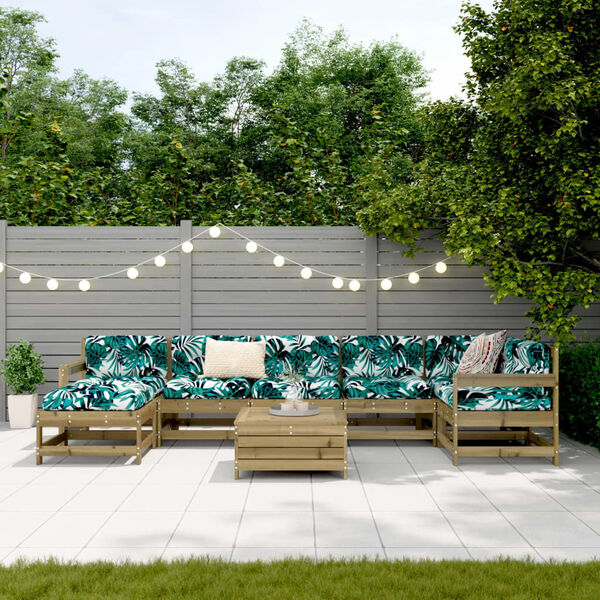 vidaXL Juego de sof&aacute;s de jard&iacute;n 8 pzas madera de pino impregnada