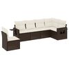 vidaXL Set sof&aacute;s de jard&iacute;n 6 piezas y cojines rat&aacute;n sint&eacute;tico marr&oacute;n