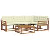 vidaXL Conjunto de sof&aacute;s de exterior con coj&iacute;n 5 pcs Natural y Crema