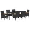 vidaXL Conjunto de Comedor de Jard&iacute;n 7 pcs Negro rat&aacute;n sint&eacute;tico