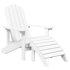 vidaXL Silla de jard&iacute;n Adirondack con reposapi&eacute;s HDPE blanco