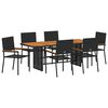 vidaXL Conjunto de Comedor de Jard&iacute;n 7 uds. Negro rat&aacute;n sint&eacute;tico